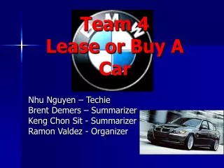 Team 4 Lease or Buy A Car