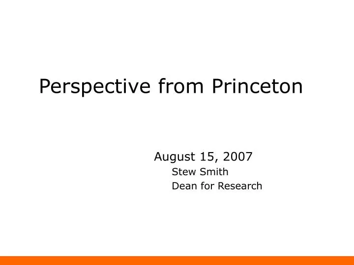 perspective from princeton