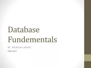 Database Fundementals