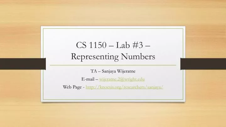 cs 1150 lab 3 representing numbers