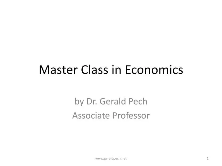 master class in economics