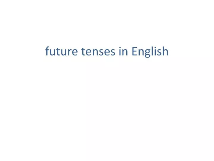 future tenses in english