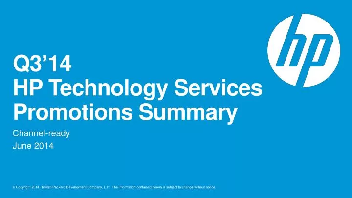 q3 14 hp technology services promotions summary