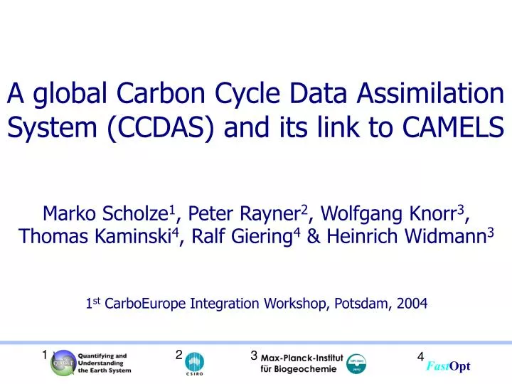 a global carbon cycle data assimilation system ccdas and its link to camels