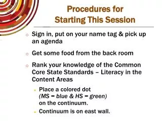 Procedures for Starting This Session