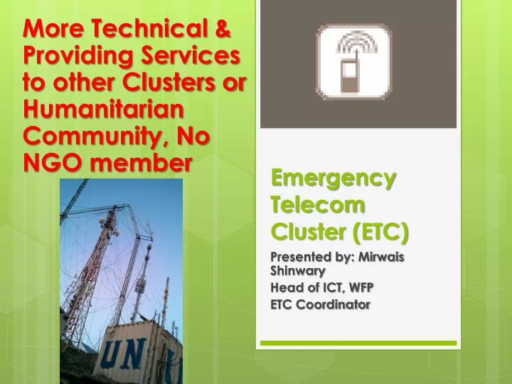 emergency telecom cluster etc