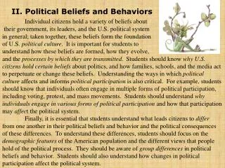 Individual citizens hold a variety of beliefs about