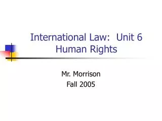 International Law: Unit 6 Human Rights