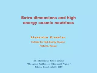 Alexandre Kisselev Institute for High Energy Physics Protvino, Russia