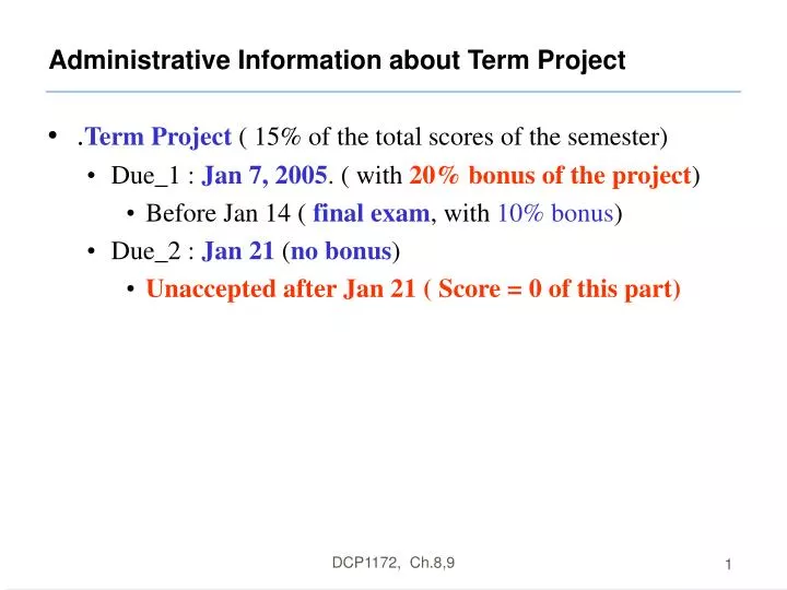 administrative information about term project