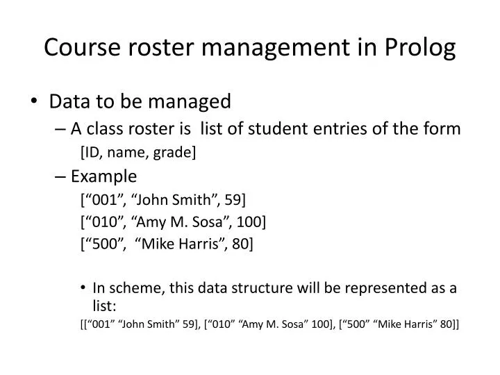 course roster management in prolog