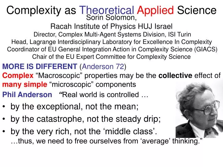 complexity as theoretical applied science