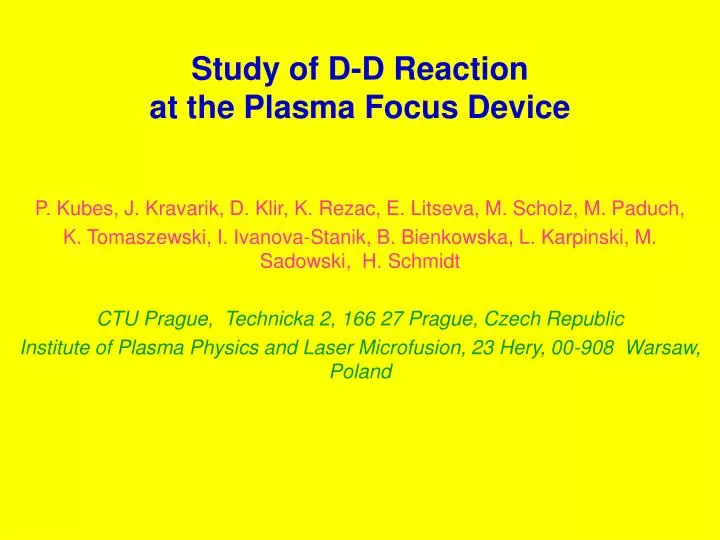 study of d d reaction at the plasma focus device