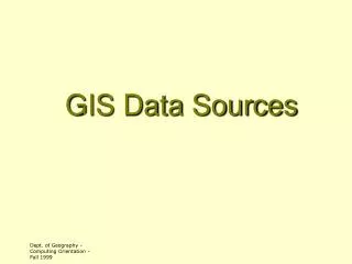 GIS Data Sources