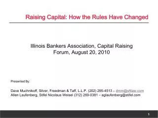 Raising Capital: How the Rules Have Changed