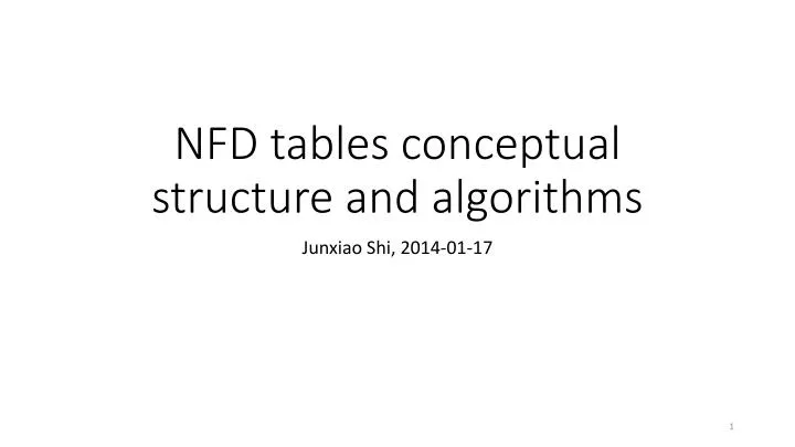 nfd tables conceptual structure and algorithms