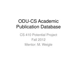 ODU-CS Academic Publication Database