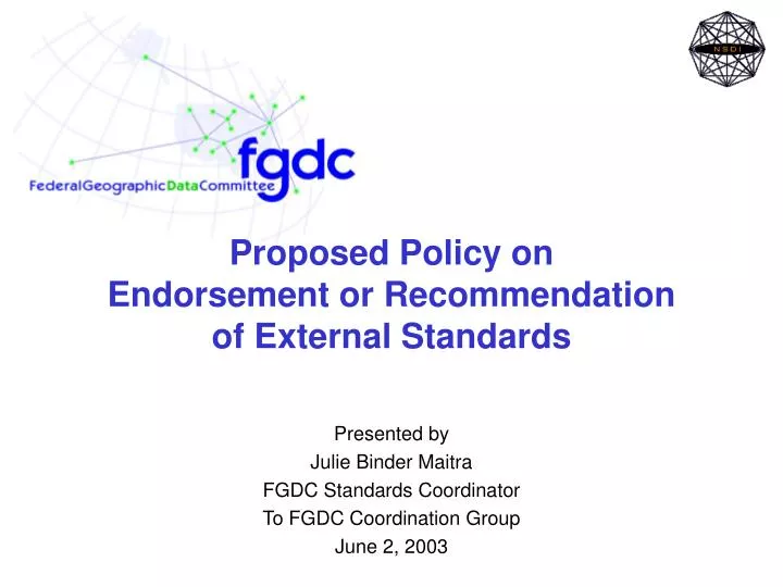 proposed policy on endorsement or recommendation of external standards
