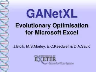 GANetXL Evolutionary Optimisation for Microsoft Excel