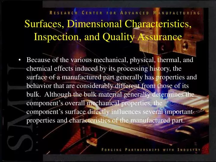 surfaces dimensional characteristics inspection and quality assurance