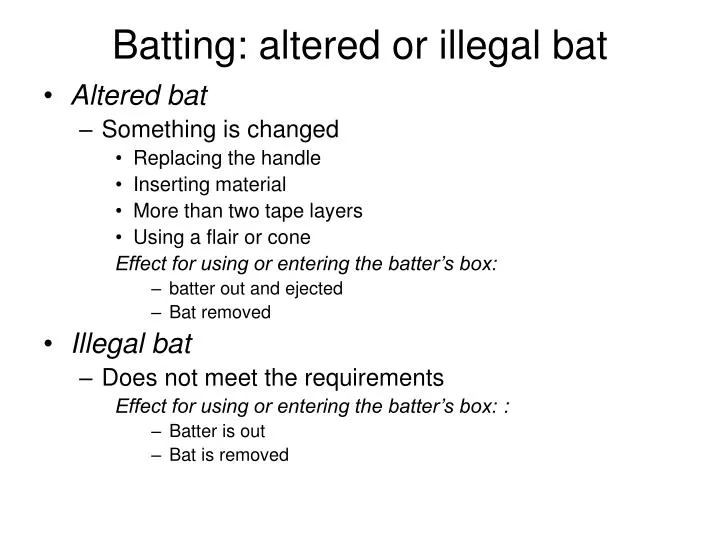 batting altered or illegal bat