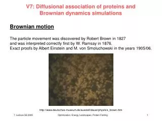 V7: Diffusional association of proteins and Brownian dynamics simulations
