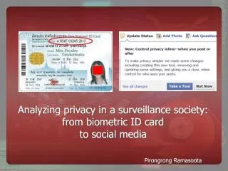 Analyzing privacy in a surveillance society: from biometric ID card to social media