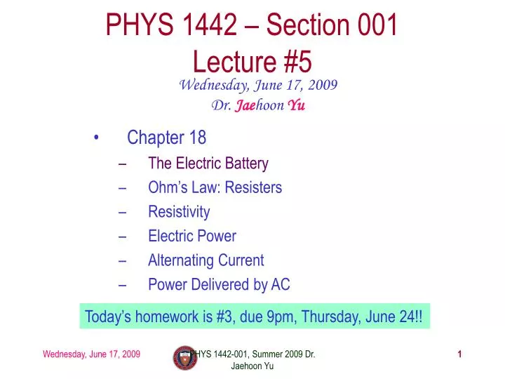 phys 1442 section 001 lecture 5