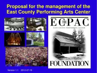 Proposal for the management of the East County Performing Arts Center