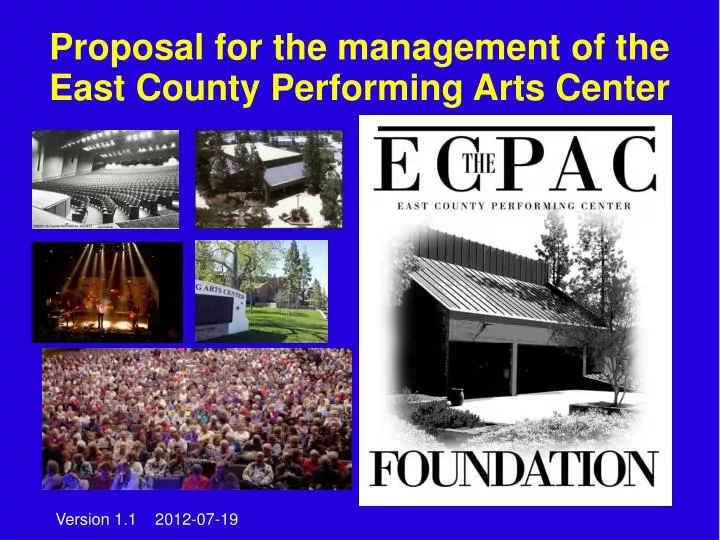 proposal for the management of the east county performing arts center