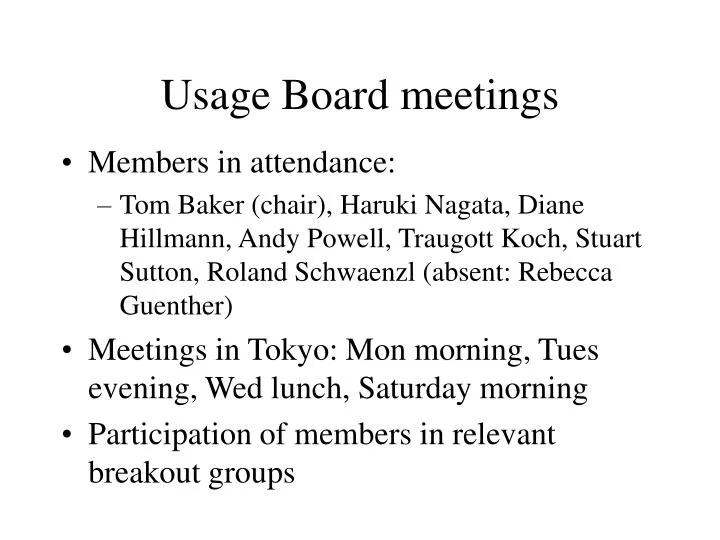 usage board meetings