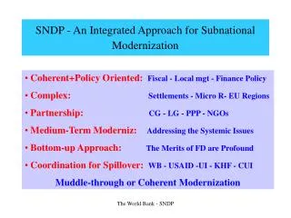 SNDP - An Integrated Approach for Subnational Modernization