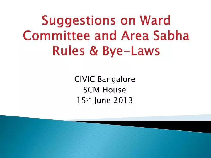 suggestions on ward committee and area sabha rules bye laws