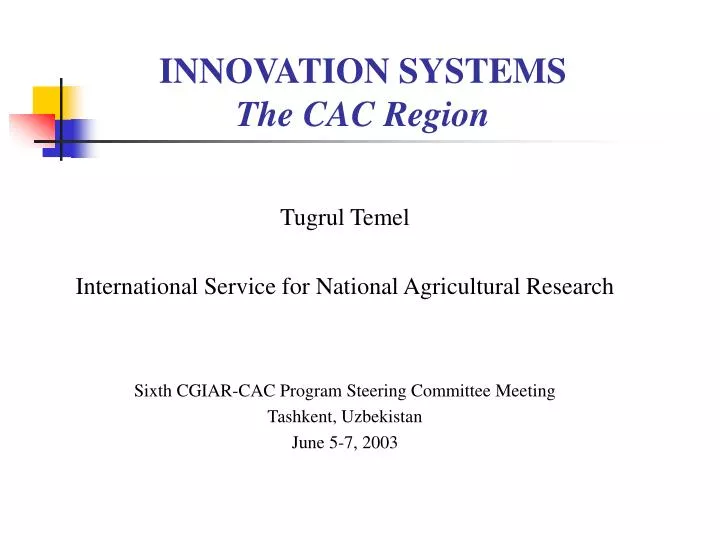 innovation systems the cac region