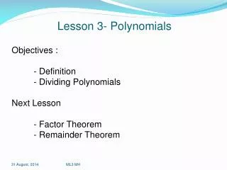 Lesson 3- Polynomials