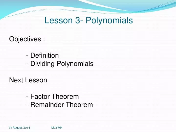 lesson 3 polynomials