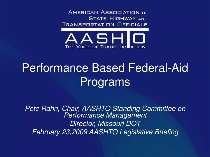 performance based federal aid programs