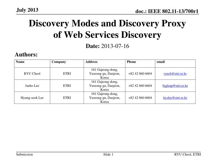 discovery modes and discovery proxy of web services discovery