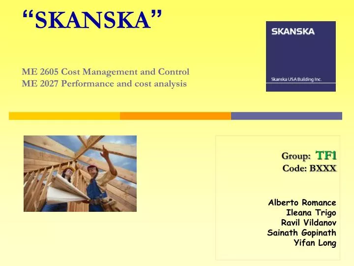 skanska me 2605 cost management and control me 2027 performance and cost analysis