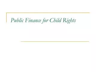 Public Finance for Child Rights