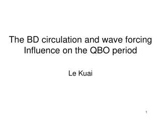 The BD circulation and wave forcing Influence on the QBO period