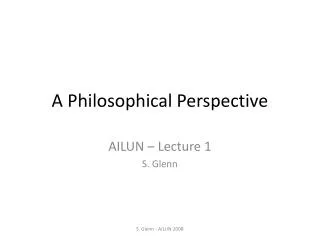 a philosophical perspective
