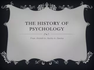 THE HISTORY OF PSYCHOLOGY