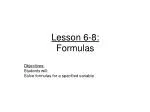Lesson 6-8: Formulas