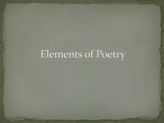 Elements of Poetry