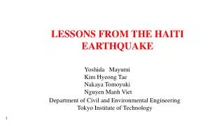 LESSONS FROM THE HAITI EARTHQUAKE