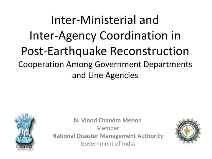 n vinod chandra menon member national disaster management authority government of india