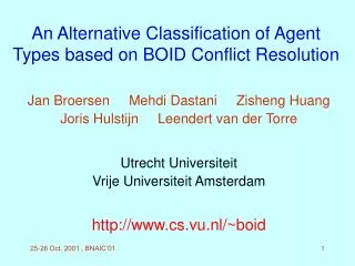 An Alternative Classification of Agent Types based on BOID Conflict Resolution