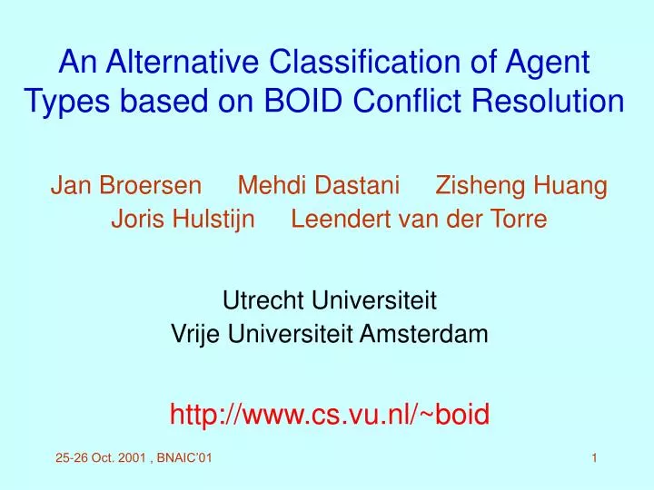 an alternative classification of agent types based on boid conflict resolution