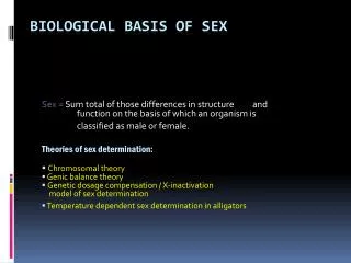 Biological Basis of Sex